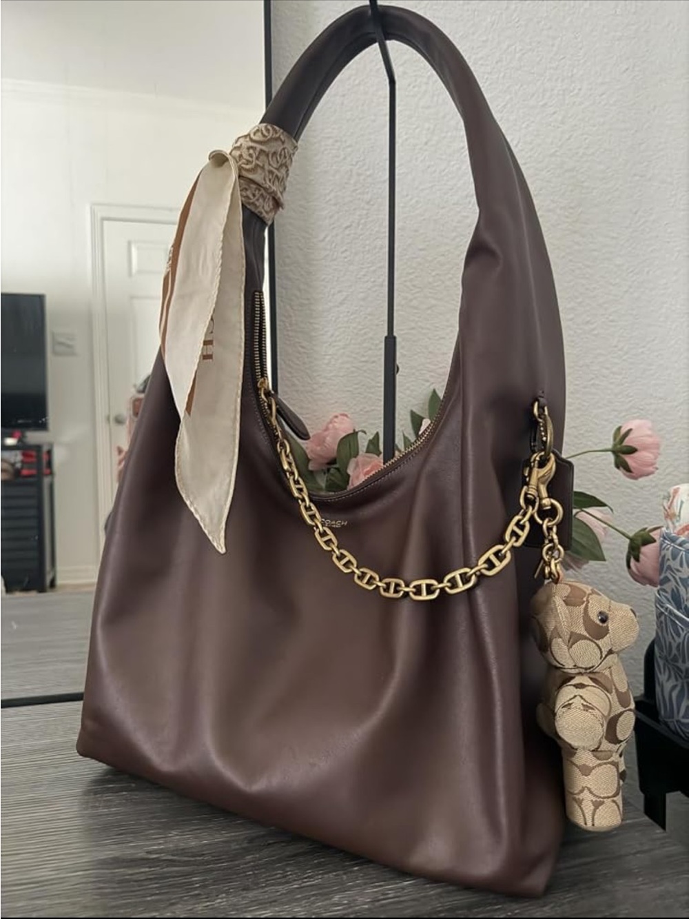 Coach Pillow Brooklyn Shoulder Bag 34 in Maple Leather and Brass - New - Picture 6 of 6